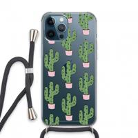 CaseCompany Cactus Lover: iPhone 13 Pro Max Transparant Hoesje met koord