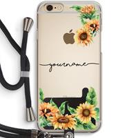 CaseCompany Zonnebloemen: iPhone 6 / 6S Transparant Hoesje met koord