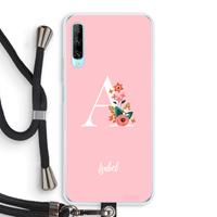 CaseCompany Pink Bouquet: Huawei P Smart Pro Transparant Hoesje met koord