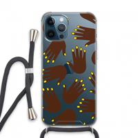 CaseCompany Hands dark: iPhone 13 Pro Max Transparant Hoesje met koord