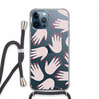 CaseCompany Hands pink: iPhone 13 Pro Max Transparant Hoesje met koord