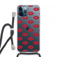 CaseCompany Lips: iPhone 13 Pro Max Transparant Hoesje met koord