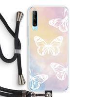 CaseCompany White butterfly: Huawei P Smart Pro Transparant Hoesje met koord