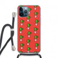 CaseCompany Mini cactus: iPhone 13 Pro Max Transparant Hoesje met koord