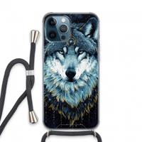CaseCompany Darkness Wolf: iPhone 13 Pro Max Transparant Hoesje met koord