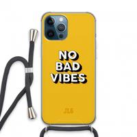 CaseCompany No Bad Vibes: iPhone 13 Pro Max Transparant Hoesje met koord