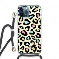 CaseCompany Leopard pattern: iPhone 13 Pro Max Transparant Hoesje met koord