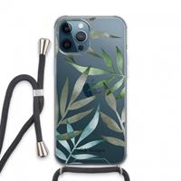 CaseCompany Tropical watercolor leaves: iPhone 13 Pro Max Transparant Hoesje met koord