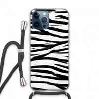 CaseCompany Zebra pattern: iPhone 13 Pro Max Transparant Hoesje met koord