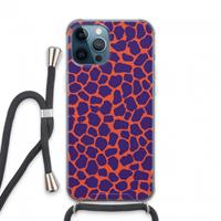 CaseCompany Purple Giraffe: iPhone 13 Pro Max Transparant Hoesje met koord