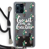 CaseCompany Cactus quote: Oppo Find X3 Transparant Hoesje met koord