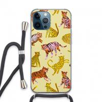 CaseCompany Cute Tigers and Leopards: iPhone 13 Pro Max Transparant Hoesje met koord