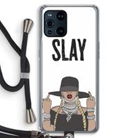 CaseCompany Slay All Day: Oppo Find X3 Transparant Hoesje met koord