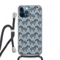 CaseCompany Zebra: iPhone 13 Pro Max Transparant Hoesje met koord