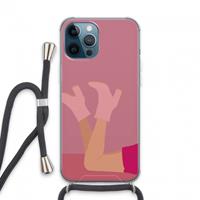 CaseCompany Pink boots: iPhone 13 Pro Max Transparant Hoesje met koord