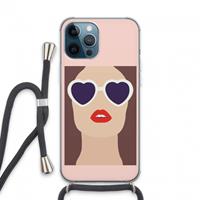 CaseCompany Red lips: iPhone 13 Pro Max Transparant Hoesje met koord