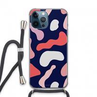 CaseCompany Memphis Shapes Pink: iPhone 13 Pro Max Transparant Hoesje met koord