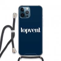 CaseCompany Topvent Navy: iPhone 13 Pro Max Transparant Hoesje met koord