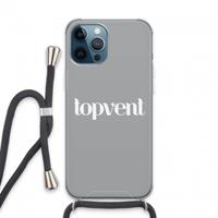 CaseCompany Topvent Grijs Wit: iPhone 13 Pro Max Transparant Hoesje met koord