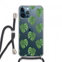 CaseCompany Monstera leaves: iPhone 13 Pro Max Transparant Hoesje met koord