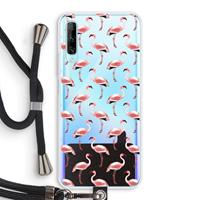 CaseCompany Flamingoprint groen: Huawei P Smart Pro Transparant Hoesje met koord