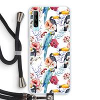 CaseCompany Bloemen tukan: Huawei P Smart Pro Transparant Hoesje met koord