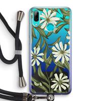CaseCompany Wit bloemenpatroon: Huawei P Smart (2019) Transparant Hoesje met koord
