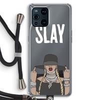 CaseCompany Slay All Day: Oppo Find X3 Transparant Hoesje met koord