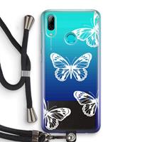 CaseCompany White butterfly: Huawei P Smart (2019) Transparant Hoesje met koord