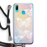 CaseCompany White butterfly: Huawei P Smart (2019) Transparant Hoesje met koord