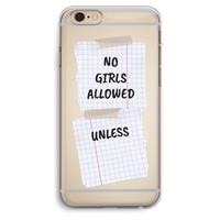 CaseCompany No Girls Allowed Unless: iPhone 6 Plus / 6S Plus Transparant Hoesje