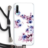 CaseCompany Waterverf bloemen: Huawei P Smart Pro Transparant Hoesje met koord