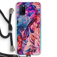 CaseCompany Pink Orchard: Oppo A92 Transparant Hoesje met koord