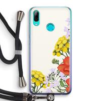 CaseCompany Wilde bloemen: Huawei P Smart (2019) Transparant Hoesje met koord