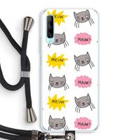 CaseCompany Meow: Huawei P Smart Pro Transparant Hoesje met koord