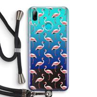 CaseCompany Flamingoprint groen: Huawei P Smart (2019) Transparant Hoesje met koord