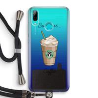 CaseCompany But first coffee: Huawei P Smart (2019) Transparant Hoesje met koord