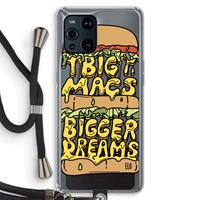 CaseCompany Big Macs Bigger Dreams: Oppo Find X3 Transparant Hoesje met koord