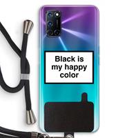 CaseCompany Black is my happy color: Oppo A92 Transparant Hoesje met koord