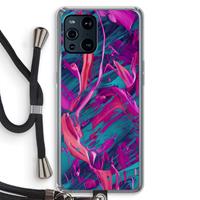 CaseCompany Pink Clouds: Oppo Find X3 Transparant Hoesje met koord