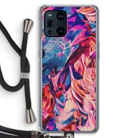 CaseCompany Pink Orchard: Oppo Find X3 Transparant Hoesje met koord