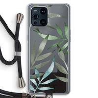 CaseCompany Tropical watercolor leaves: Oppo Find X3 Transparant Hoesje met koord