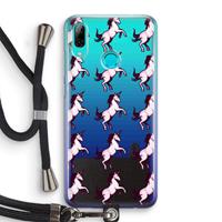 CaseCompany Musketon Unicorn: Huawei P Smart (2019) Transparant Hoesje met koord