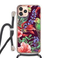 CaseCompany Papegaaien: iPhone 11 Pro Max Transparant Hoesje met koord