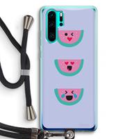 CaseCompany Smiley watermeloen: Huawei P30 Pro Transparant Hoesje met koord