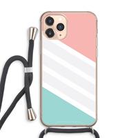 CaseCompany Strepen pastel: iPhone 11 Pro Max Transparant Hoesje met koord