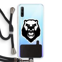 CaseCompany Angry Bear (white): Huawei P Smart Pro Transparant Hoesje met koord
