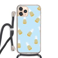CaseCompany Ananasjes: iPhone 11 Pro Max Transparant Hoesje met koord