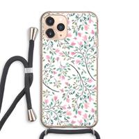 CaseCompany Sierlijke bloemen: iPhone 11 Pro Max Transparant Hoesje met koord