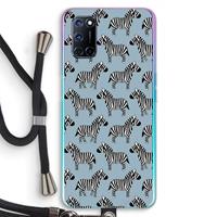 CaseCompany Zebra: Oppo A92 Transparant Hoesje met koord